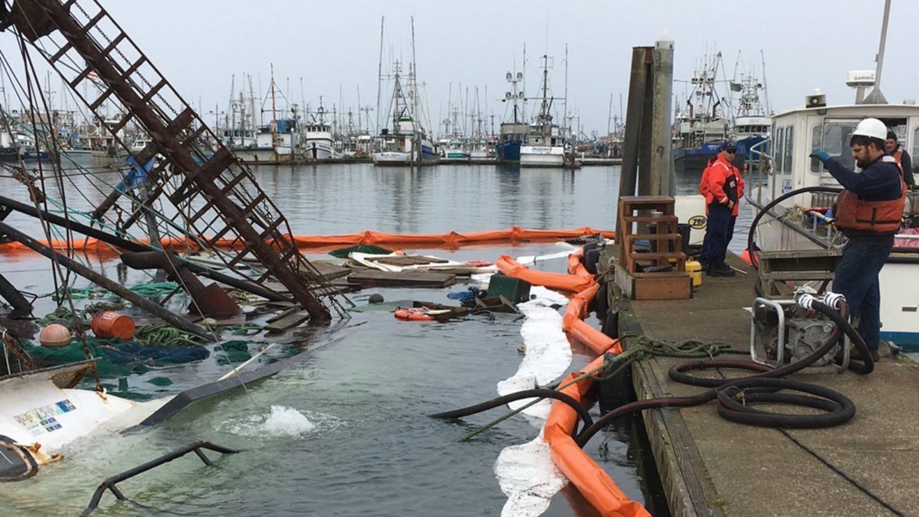 Fishing boat sinks at Westport Marina