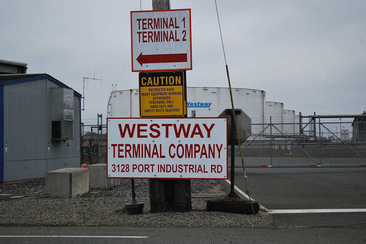 The entrance to Westway Terminals’ existing Port of Grays Harbor facility. Public comments regarding the company’s plans for a new oil storage and transportation facility will factor into the City of Hoquiam’s final decision on the project’s shorelines permit and are accepted through Nov. 19. (BOB KIRKPATRICK|THE DAILY WORLD)