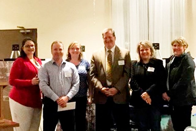 Left to right, Kim Sartor, public affairs associate of Rayonier, Dru Garson, CEO Greater Grays Harbor Inc., Helen Olsen, Pacific Resource administrative assistant, Bill Monahan, Rayonier Pacific Resource Unit leaderr, Angela Hoseney Greater Grays Harbor Inc. membership coordinator, and Candie Gleason, finance director, Greater Grays Harbor Inc.