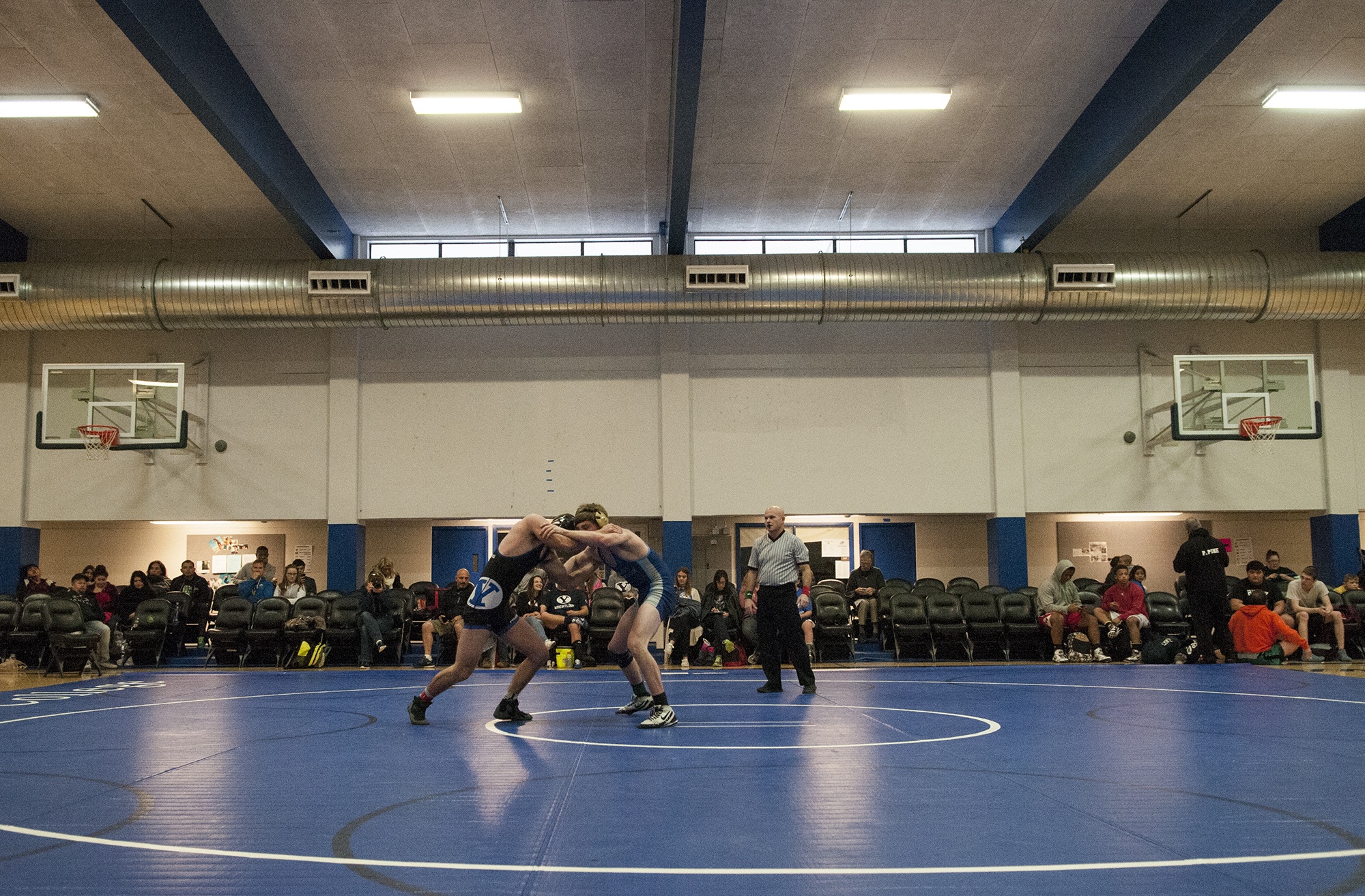 (Brendan Carl | The Daily World) GHC Gym was the cite of a collegiate wrestling exhibition meet between Grays Harbor College, Brigham Young University, the University of Washington and Highline College on Saturday.