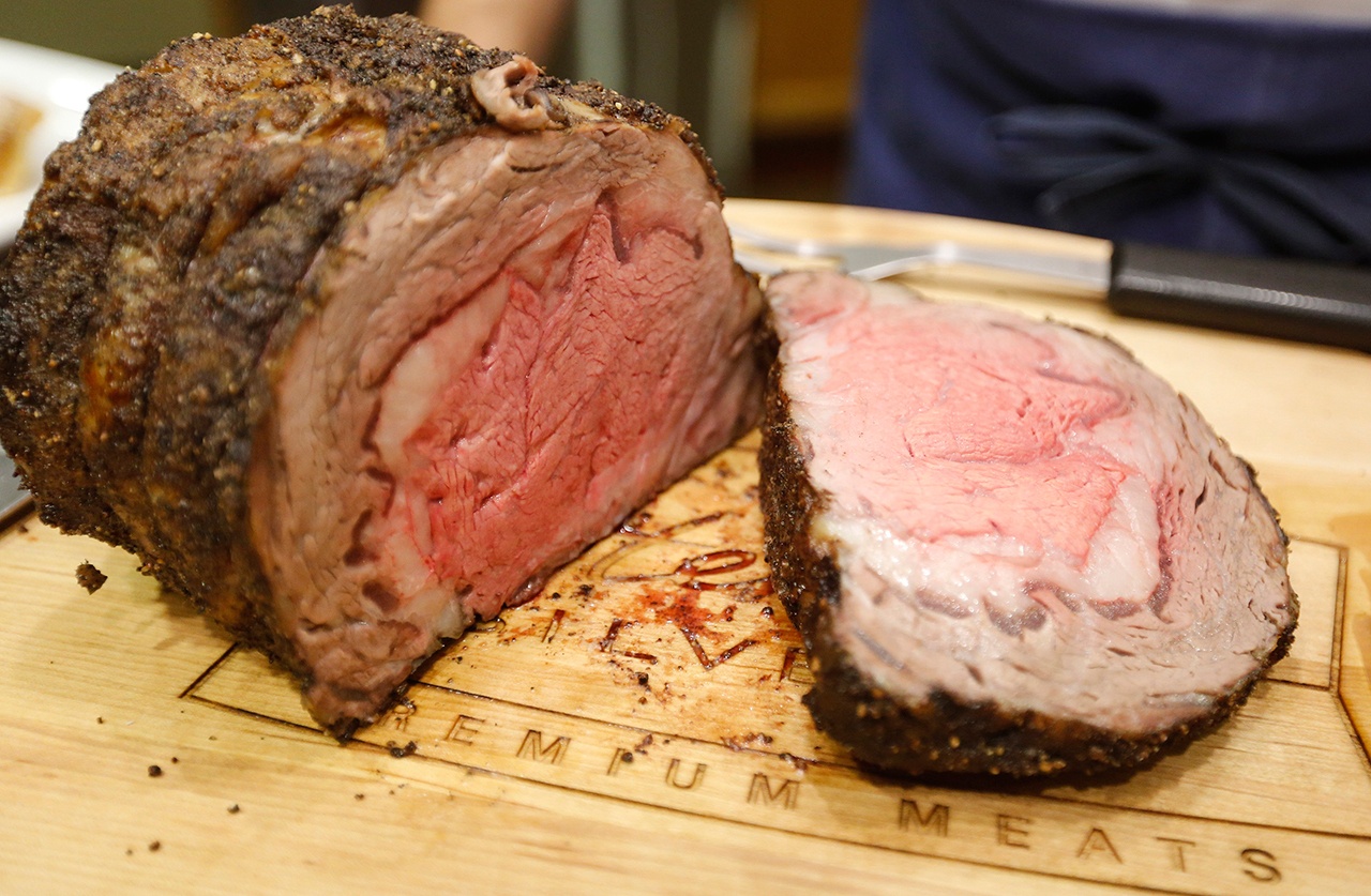 Chef Pete Geoghegan says cooking a fancy roast for the holidays is easier than it sounds, and he proved it by demonstrating how to make a roasted black pepper prime rib with sweet onion marmalade. (Photo by Travis Heying Wichita Eagle)