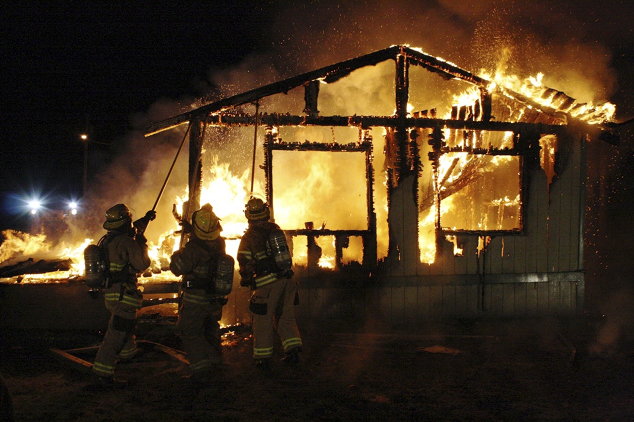 South Beach firefighters honed their firefighting skills with a cabin burn on Jan. 11. SHARRYL BELL | WESTPORT FIRE