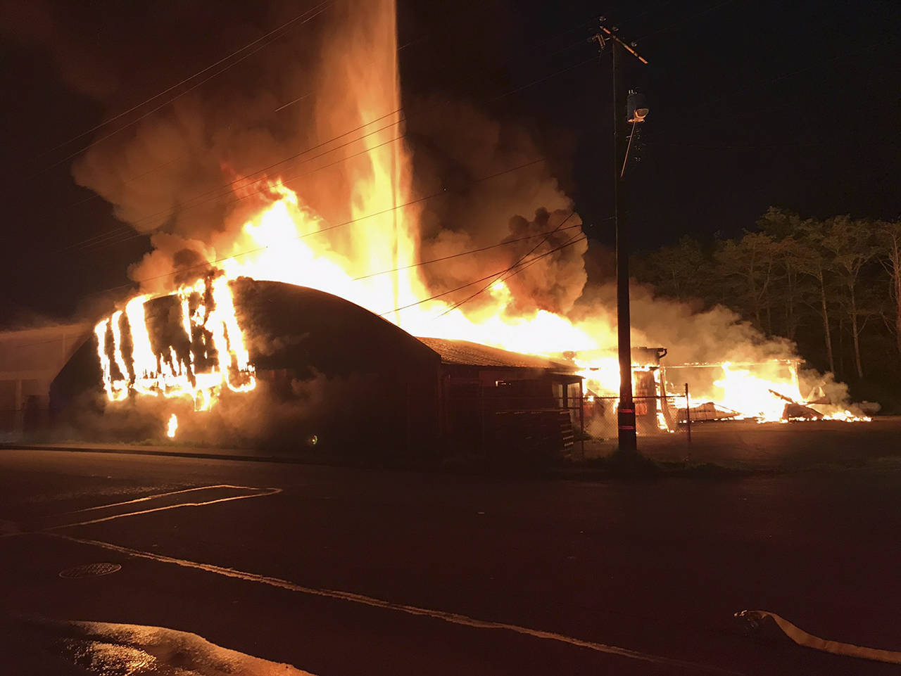 (Hoquiam Police Department Photo) A fire early Wednesday morning did extensive damage to a business on the Fifth Street Extension in Hoquiam.