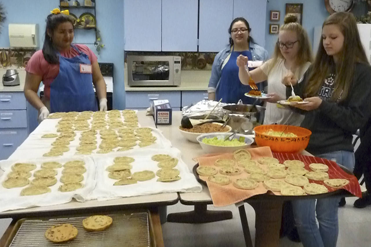 (Courtesy photo)                                During one Interhigh breakout session, two Lake Quinault moms taught students how to make a Mexican dish called sopes.