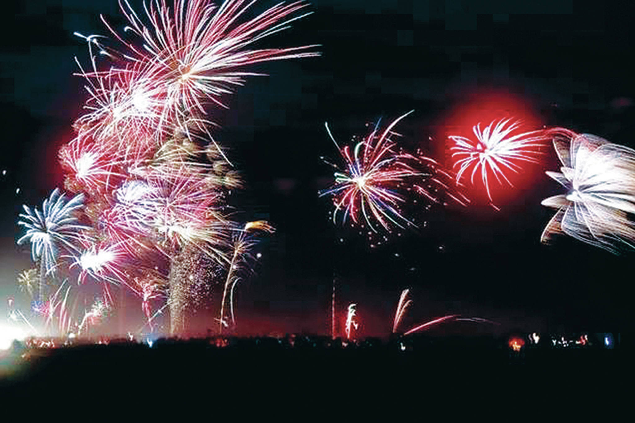 (Patricia Jollimore photo) Fireworks on the beach at Ocean Shores.