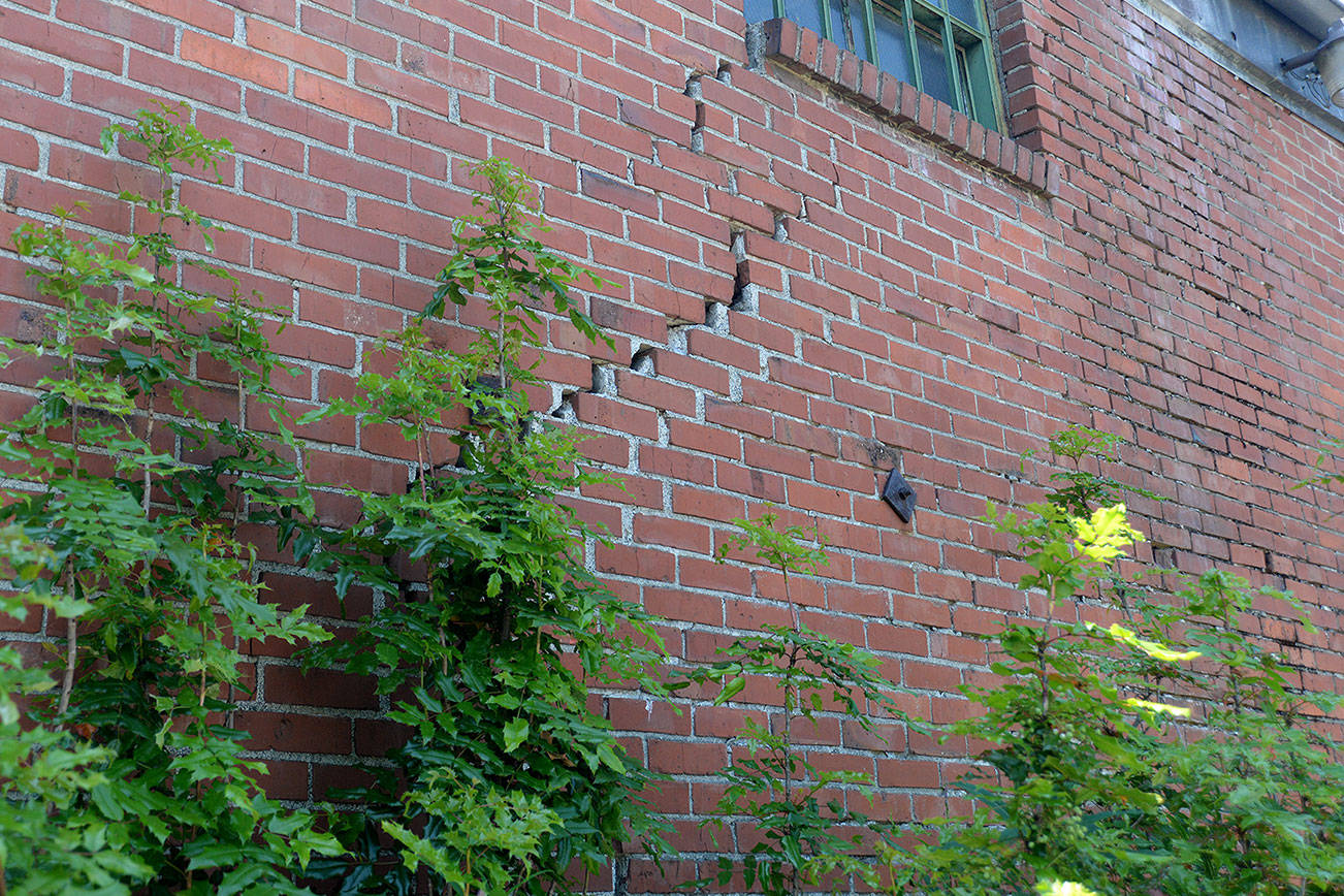 DAN HAMMOCK | THE DAILY WORLD                                Large cracks and gaps can be found all around the Aberdeen Community Food Bank building at the corner of corner of I and 2nd streets. The city has told the food bank the building is no longer habitable, forcing food bank director to seek a new location.