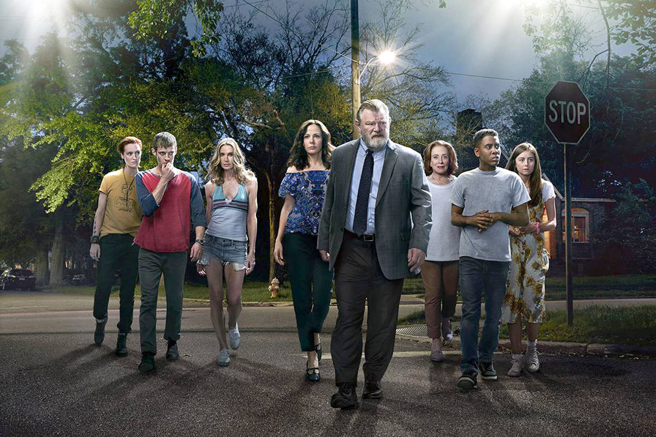 AT&T Audience Network                                 Brendan Gleeson, center, stars in the upcoming series “Mr. Mercedes.”