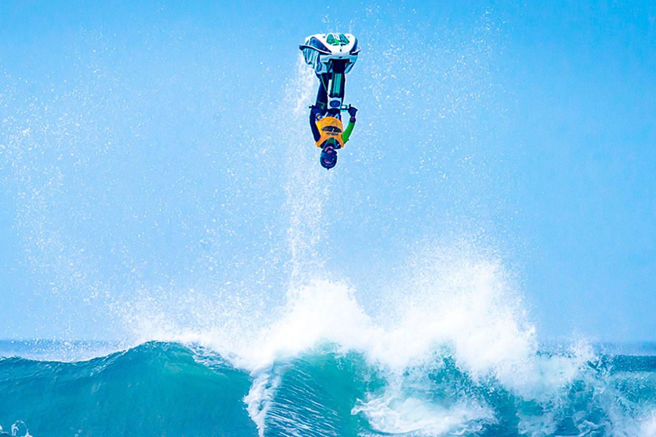 DENISE KNUDSON PHOTO                                Some of the best freeride jet skiers in the world are coming to Grayland this week for the ninth annual Grayland Open Pro/Am Freeride Jet Ski Competition. Spectators can watch all the action for free starting at 11 a.m. Thursday, and heats continue through Sunday afternoon.