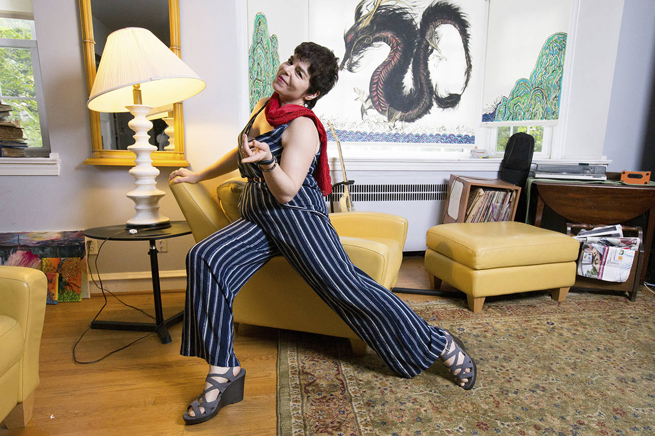 Karen Getz, Philadelphia dance and theater artist and dance captain of 1987’s “Dirty Dancing,” at her Bala Cynwyd home. (Jessica Griffin | Philadelphia Inquirer)