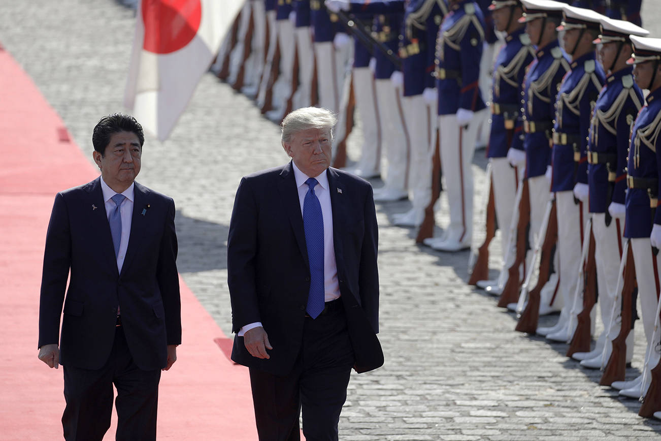 Trump ends his visit in Japan by calling for a military buildup to counter the threat from North Korea