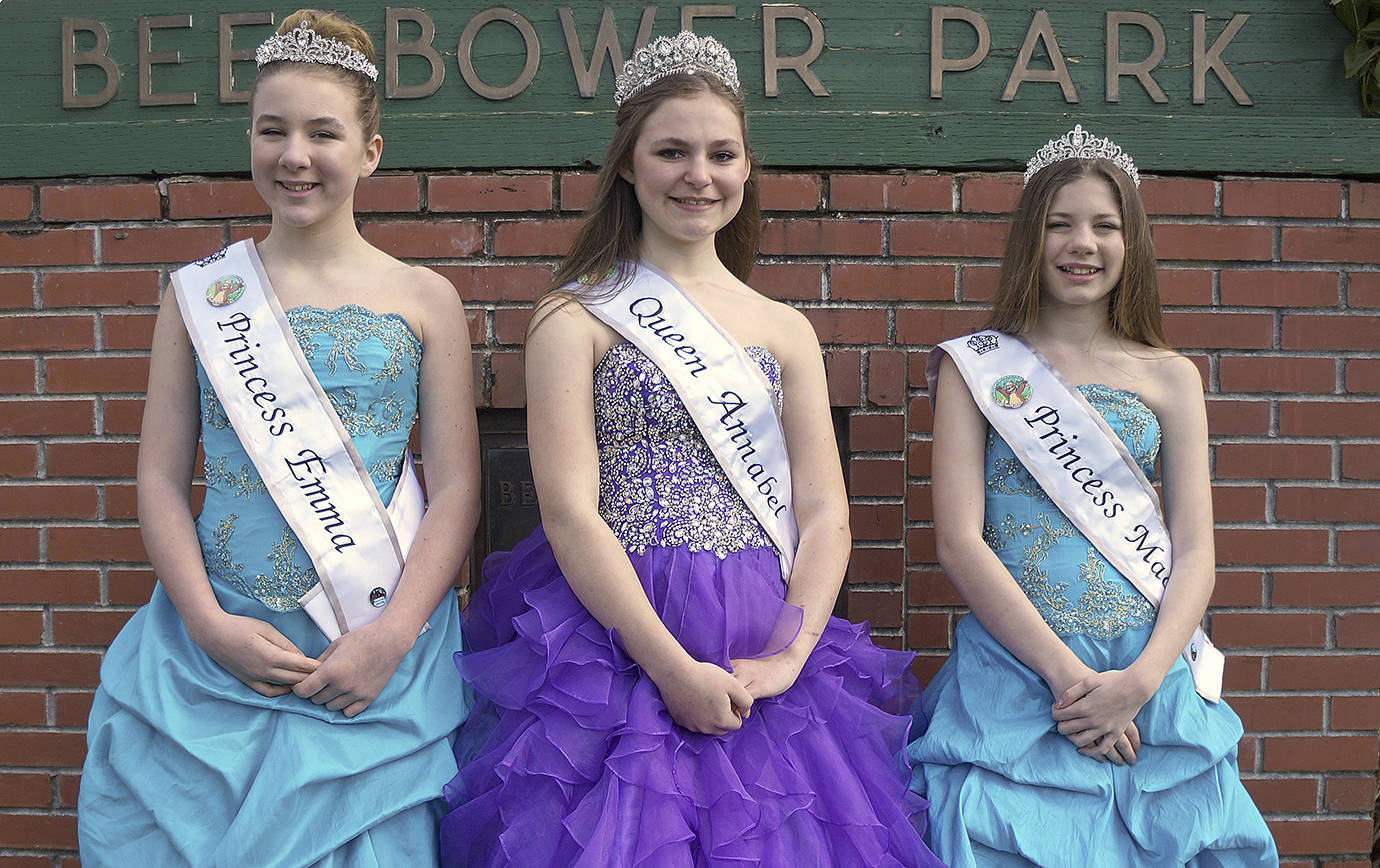 PHOTO COURTESY SAMANTHA SEAGO PHOTOGRAPHY                                The 59th annual McCleary Bear Festival iwill start Friday. This year’s royal court, from left, is Princess Emma Peters, Queen Annabel Morris and Princess Maci Phillips.