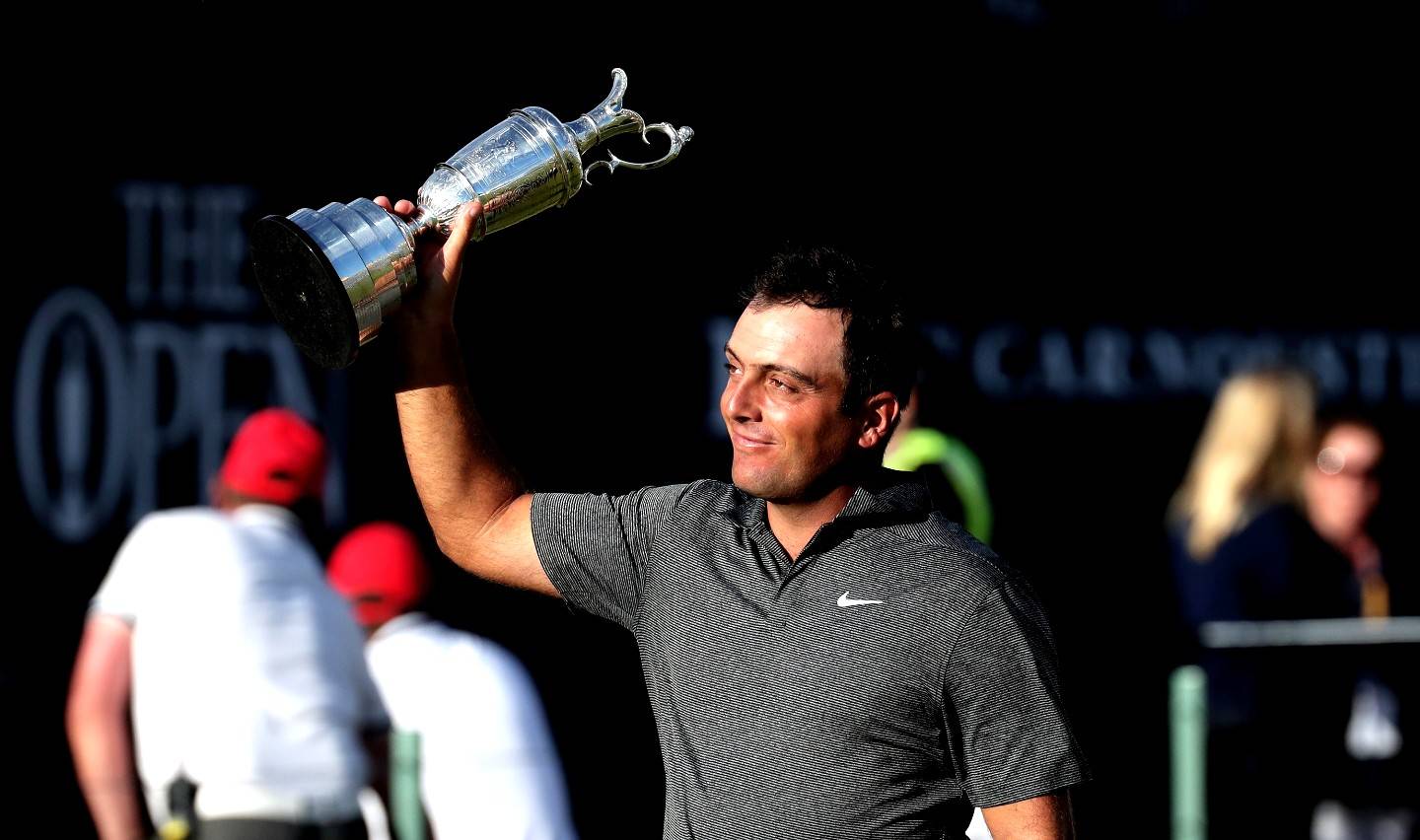 Italy’s Francesco Molinari with the Claret Jug after winning The Open Championship 2018 at Carnoustie Golf Links on Sunday, July 22, 2018 in Carnoustie, Scotland. (Jane Barlow/PA Wire/Zuma Press/TNS)