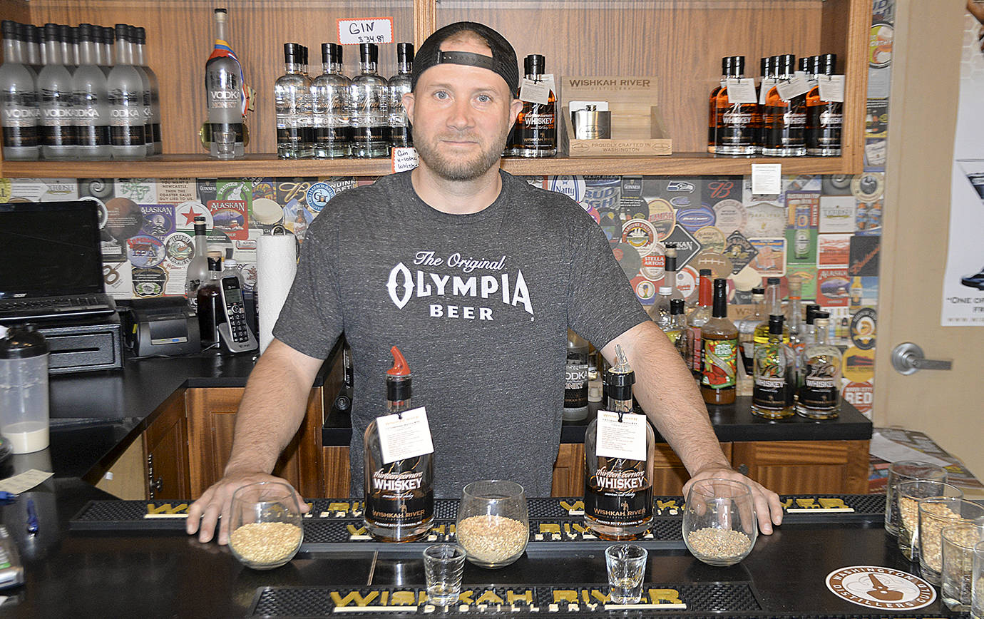 DAN HAMMOCK | GRAYS HARBOR NEWS GROUP                                Wishkah River Distillery master distiller and co-owner Josh Mayr in the tasting room in Aberdeen.