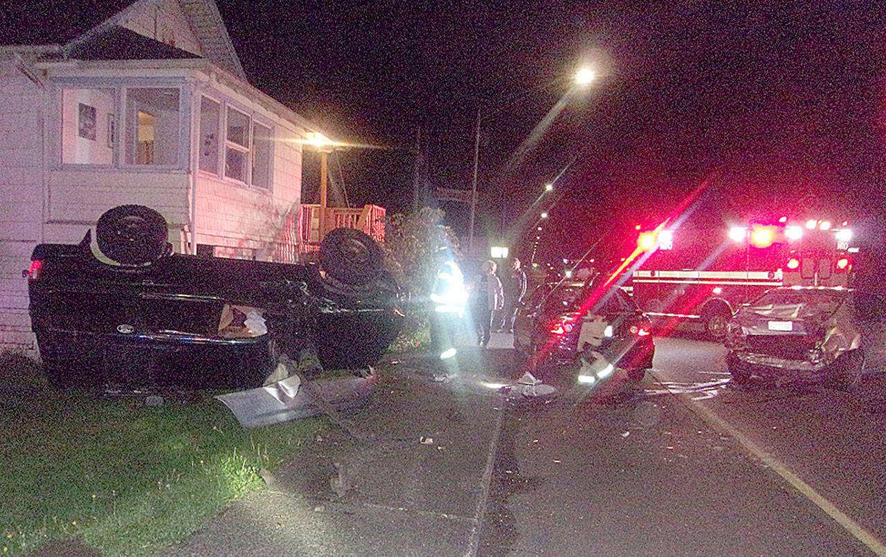 COURTESY ABERDEEN POLICE DEPARTMENT                                A 19-year-old Taholah man was arrested for suspicion of DUI after the vehicle he was driving struck two parked cars and a house in the 1300 block of Sumner Avenue early Saturday morning.