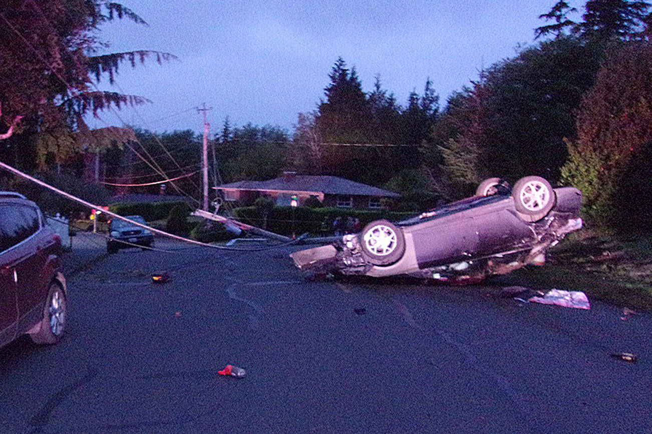 (Courtesy Aberdeen Police Department) The rollover accident that occurred on Bel Aire Avenue Wednesday night.