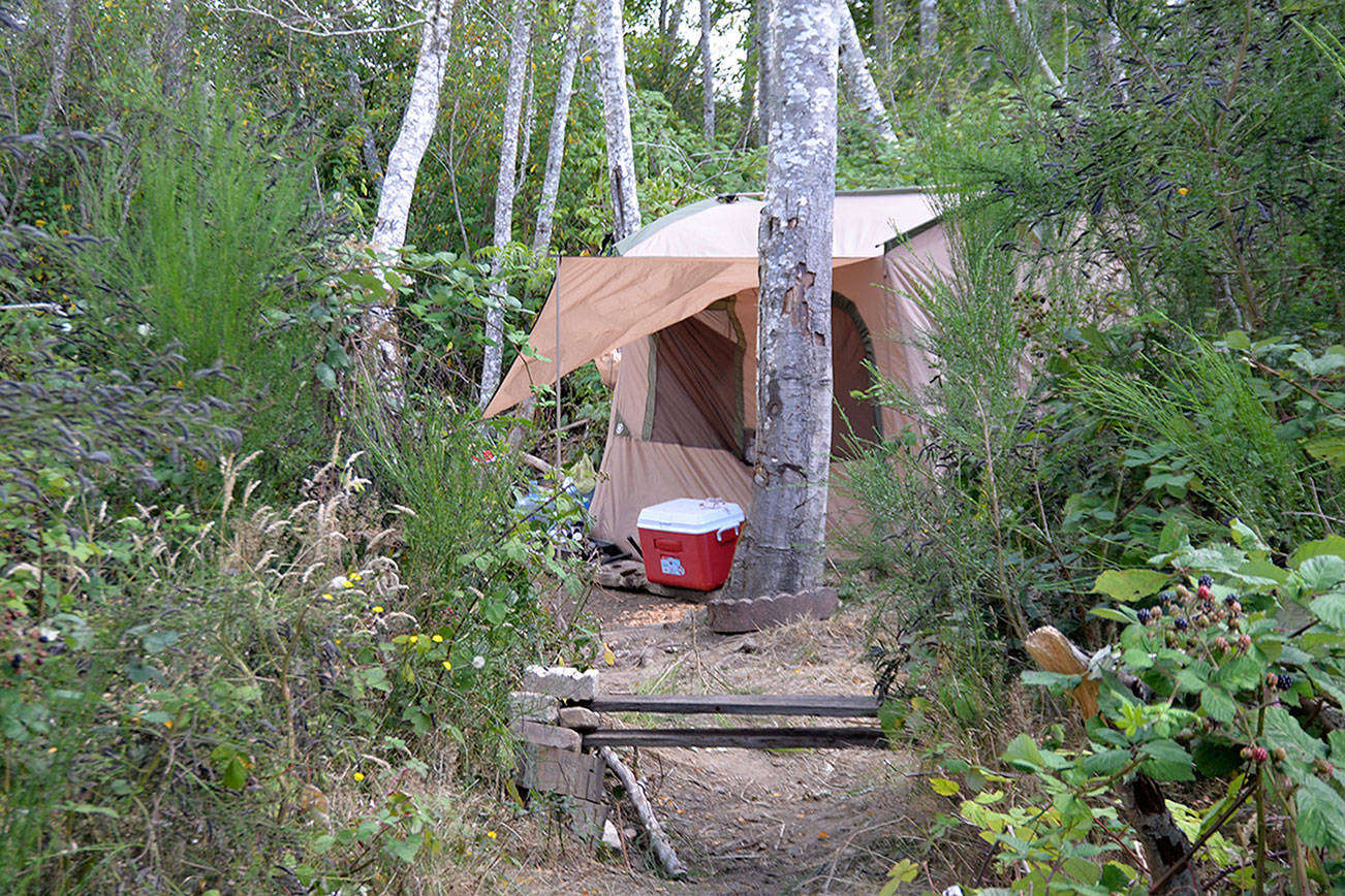 Louis Krauss | Grays Harbor News Group                                One of the campsites on the south side of the Chehalis River in Aberdeen.