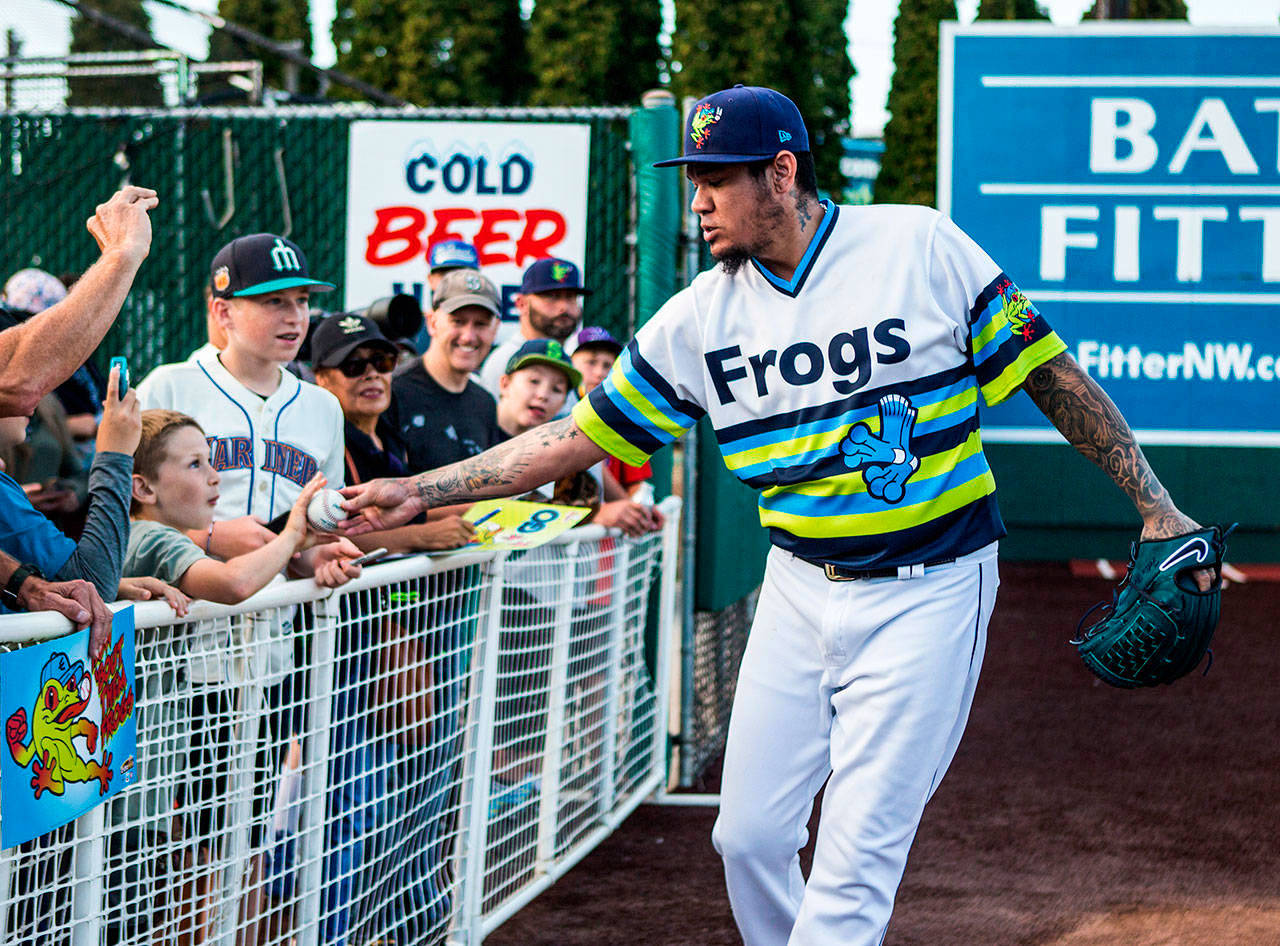 King Felix Returns to Throw First Pitch 