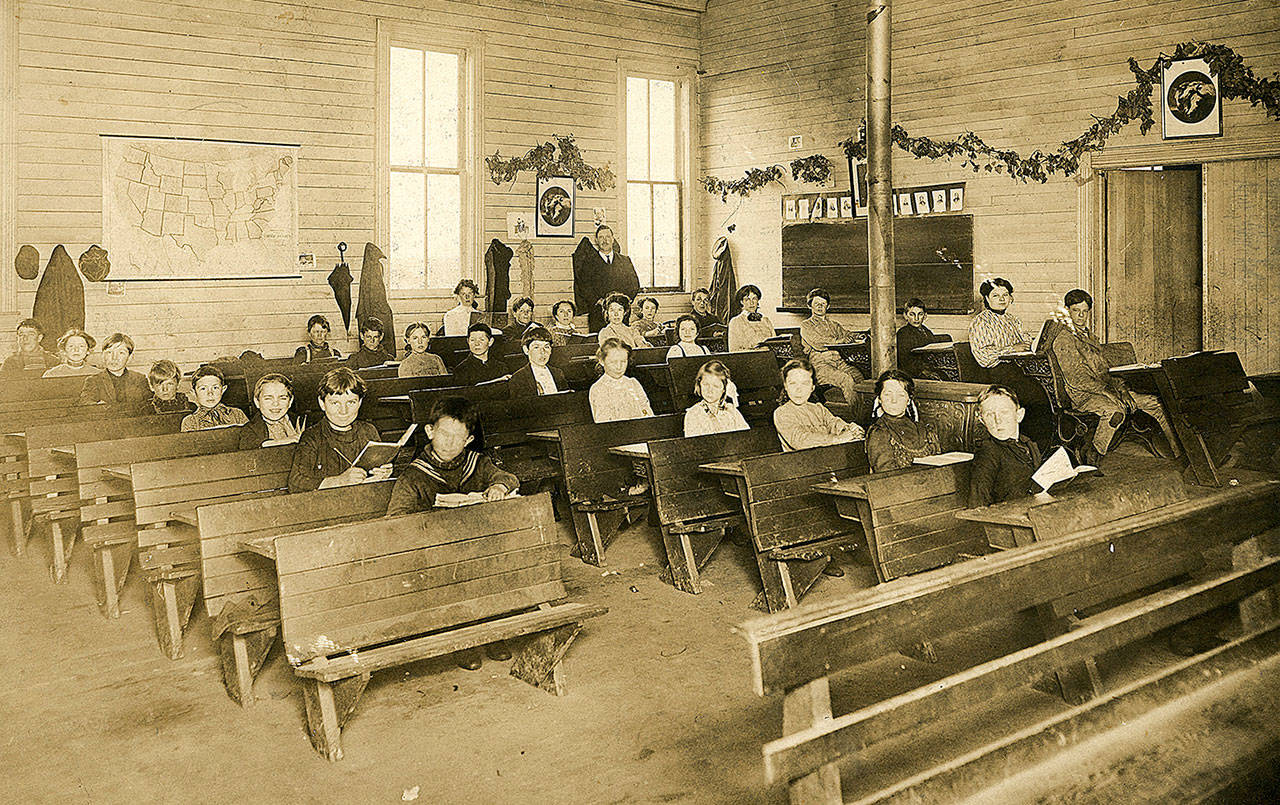 COURTESY WESTPORT SOUTH BEACH HISTORICAL SOCIETY                                Wednesday was the first day of school for students in the Ocosta School District. We thought it would be nice to revisit a scene from an earlier day. This is a one-room schoolhouse in Westport, 1886. According to John Shaw, Westport South Beach Historical Society executive director, the teacher was a Mr. Iams, and the school was located on Spokane Avenue. Shaw said the first Ocosta school building wasn’t in business until 1891.