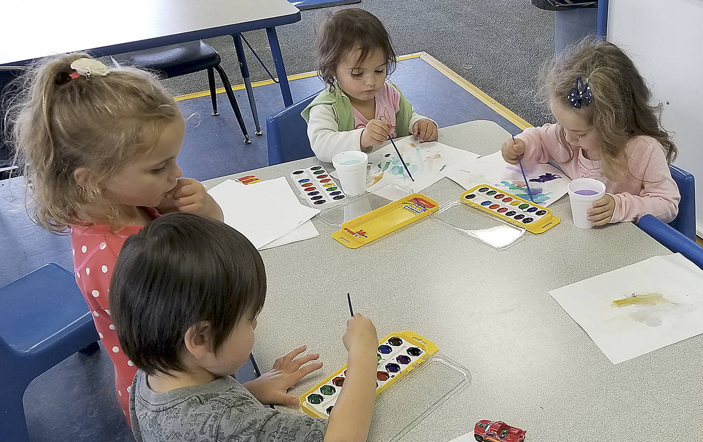 COURTESY YMCA OF GRAYS HARBOR                                 There are quality day care providers in Grays Harbor County, but the demand is much higher than the current providers can supply. Here preschool students enjoy watercolor painting at the YMCA of Grays Harbor’s facility on Simpson Avenue in Hoquiam.