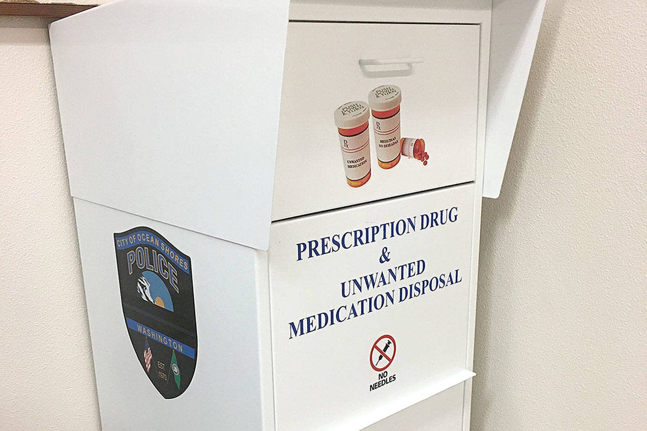 The new medication drop box at the Ocean Shores police station. (Courtesy of the Ocean Shores Police Department)