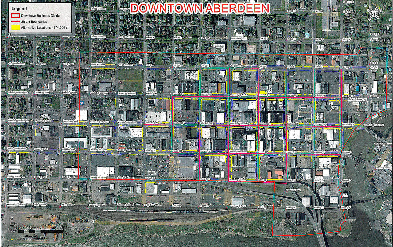 COURTESY IMAGE                                 The City of Aberdeen has provided a map of areas where the homeless can sleep at night and the camping restrictions will not be enforced if there is no other shelter alternatives available.