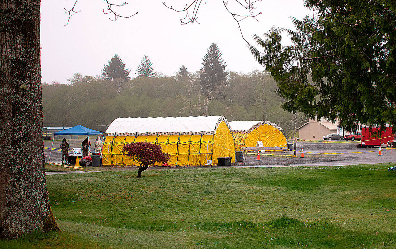 COURTESY GRAYS HARBOR INCIDENT MANAGEMENT TEAM                                 The drive through COVID-19 testing site at Grays Harbor College will remain open through Friday. Anyone age 18 and older experiencing any of an expanded list of symptoms can make an appointment for the free test.