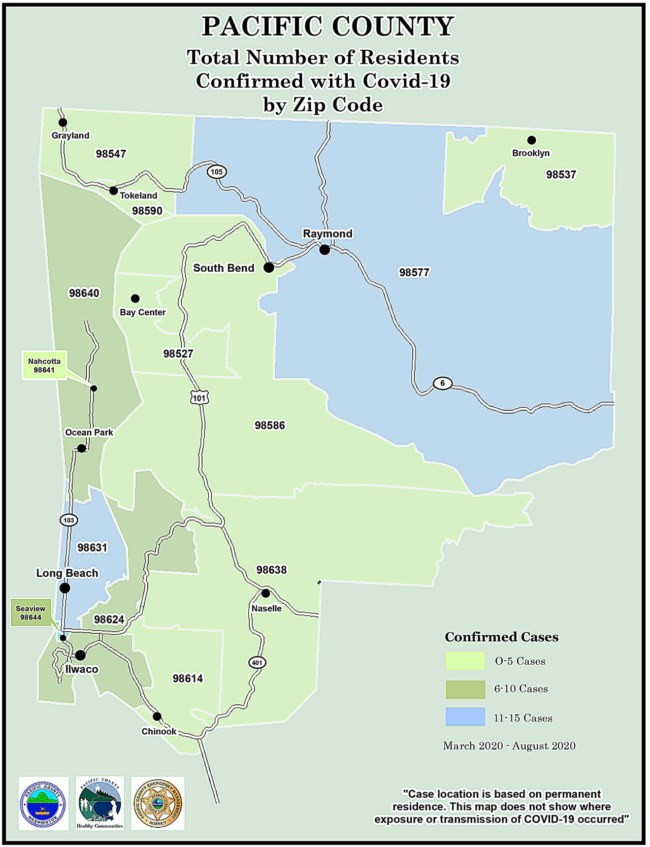 Pacific County reports 12 COVID-19 cases the week of Aug. 5-12