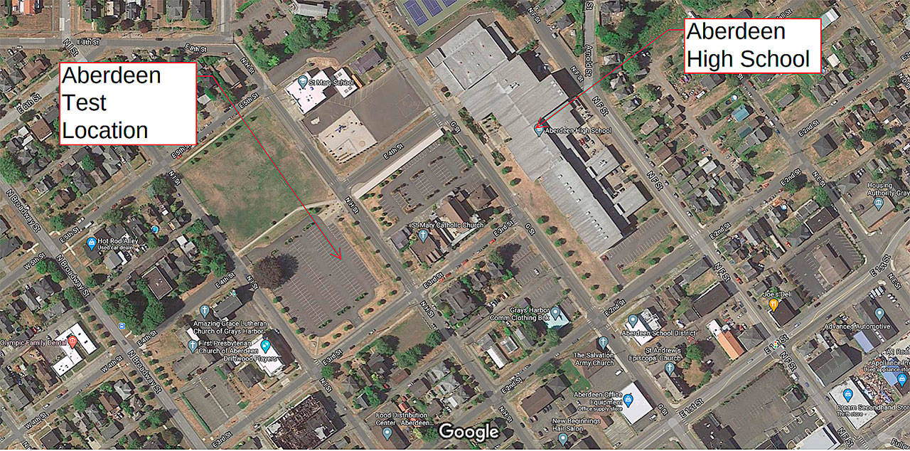 Aberdeen High School student parking lot free COVID-19 testing location.