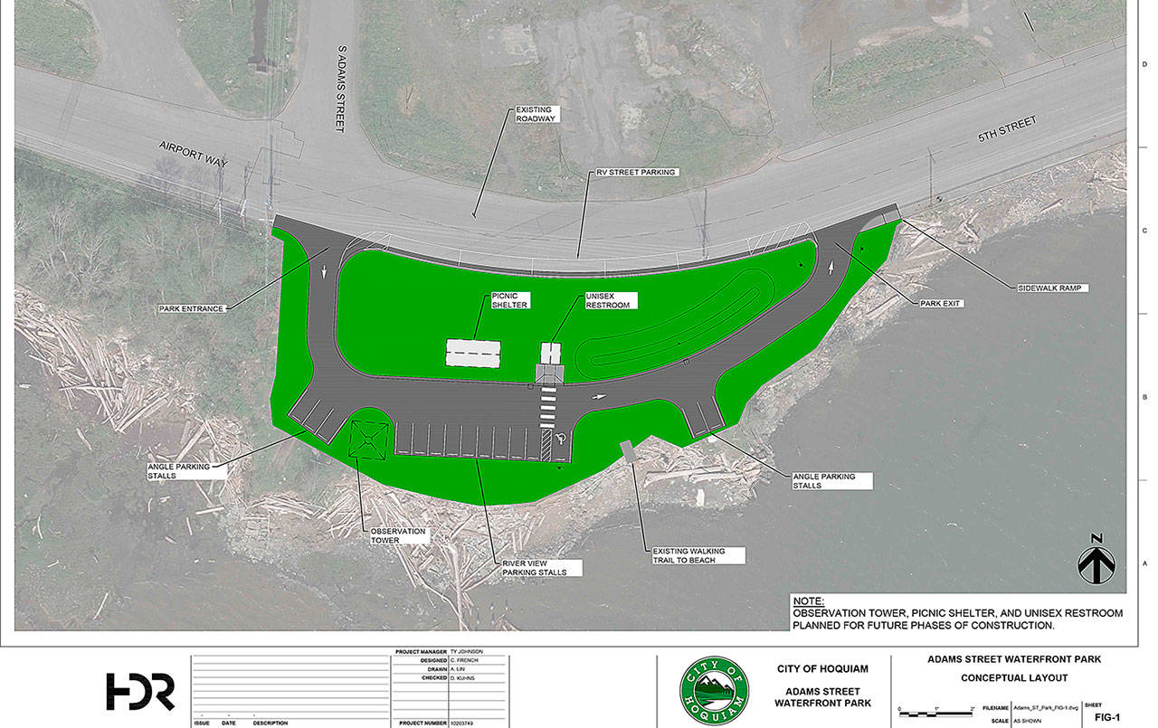 COURTESY IMAGE 
Bids for a new waterfront park in Hoquiam on Adams Street will go out this winter. The City of Hoquiam hopes to have the park ready by the summer.