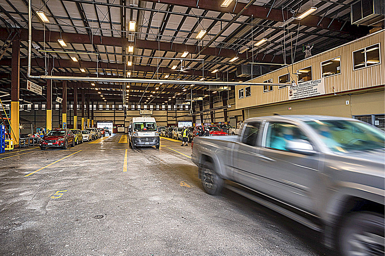 More than 200 vaccinations were administered Wednesday, the first day of the mass vaccination operation, and another 405 on Thursday at the drive-through operation at a Port of Grays Harbor warehouse in the main Port area. (Grays Harbor Public Health photos)