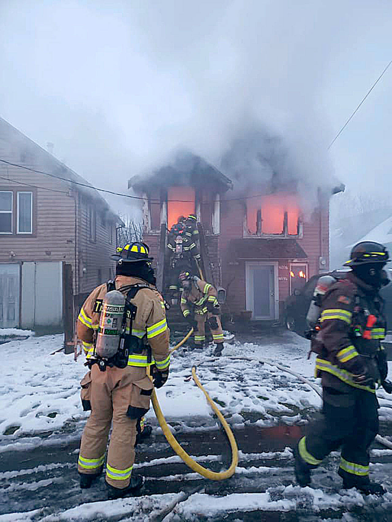 COURTESY HOQUIAM POLICE DEPARTMENT 
A single occupant was able to escape a fire in the 400 block of 11th Street in Hoquiam on Sunday.