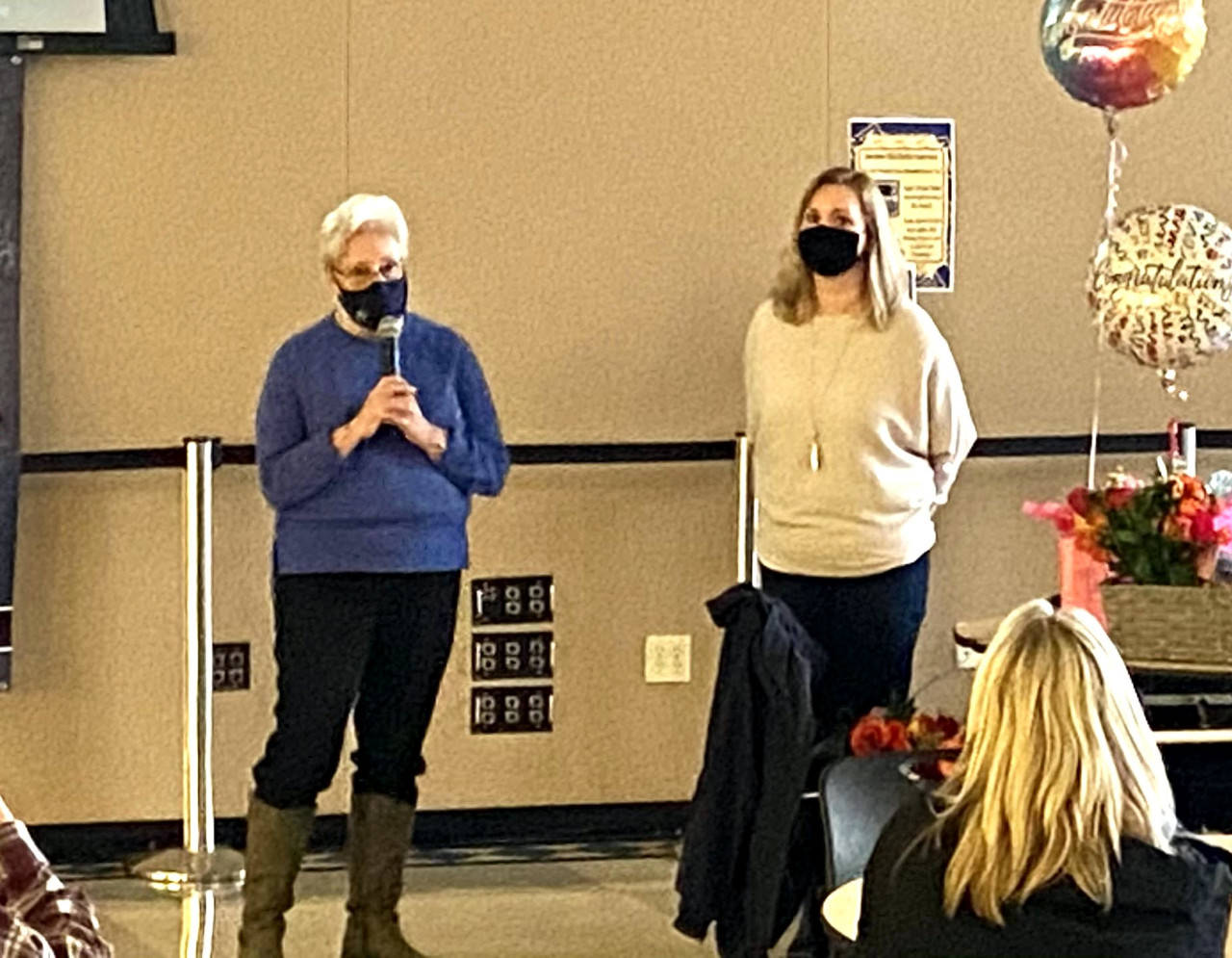 Aberdeen girls swimming head coach Jan Simons, left, announced her retirement at an awards ceremony on Friday. Assistant coach Tiffany Montoure, right, was named as her replacement for the Fall 2021 season. (Submitted photo)