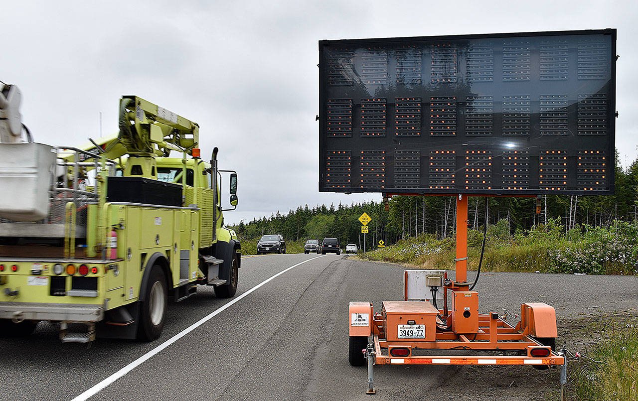 DAN HAMMOCK | THE DAILY WORLD
A paving project on State Route 109 that began Monday will create more congestion and backups throughout the summer than usual.