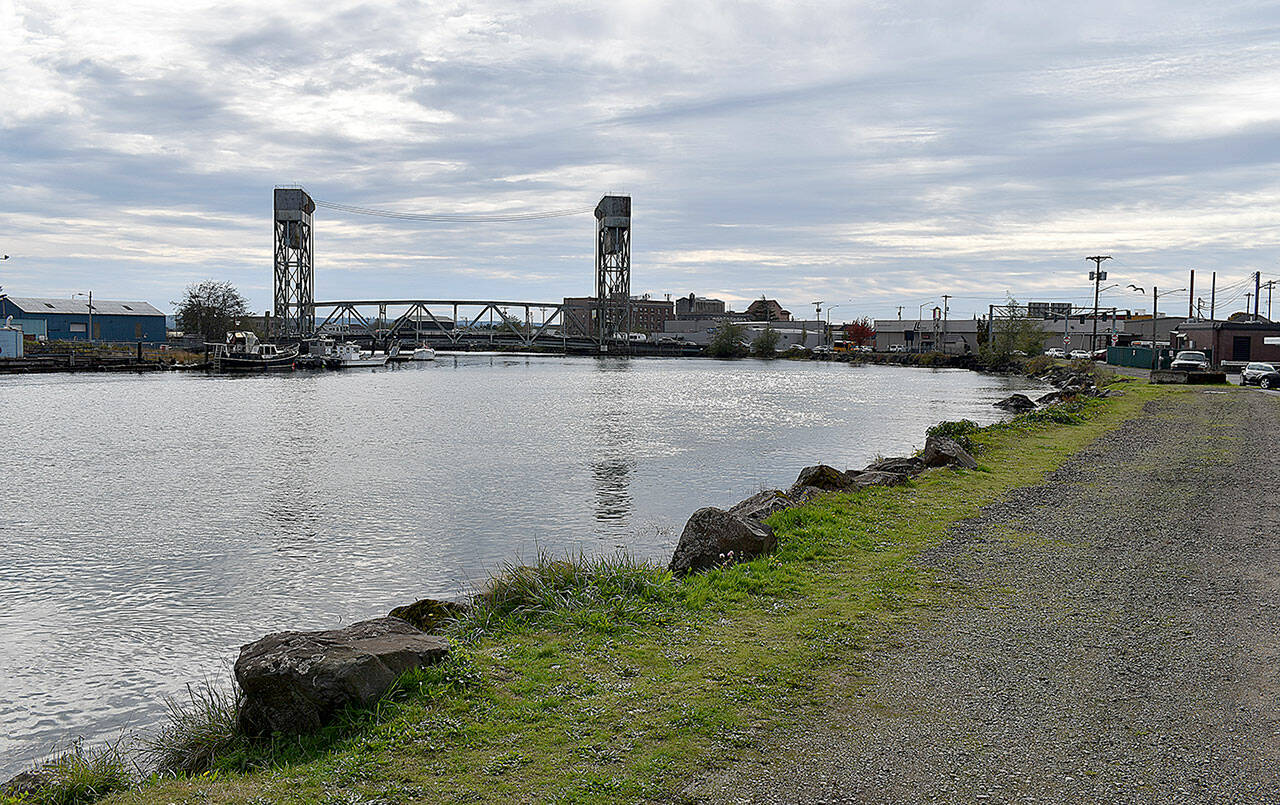 DAN HAMMOCK | THE DAILY WORLD 
The North Shore Levee West Segment will protect parts of Hoquiam not included under the original North Shore Levee design, which ended at the east bank of the Hoquiam River. The West Segment will follow the west bank of the Hoquiam River here north of the Riverside Bridge, behind Al’s Humdinger restaurant.