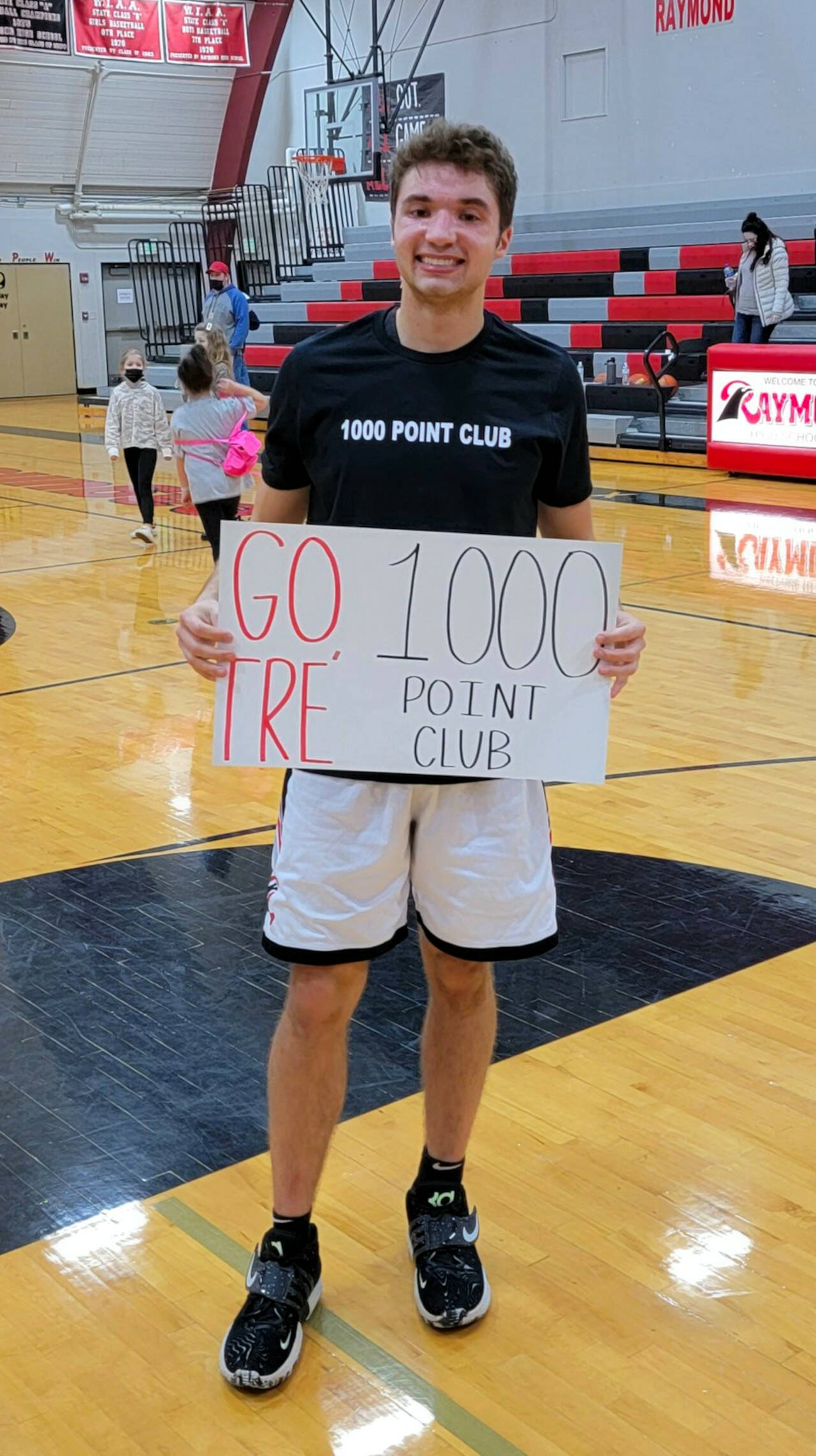 PHOTO COURTESY OF RAYMOND HIGH SCHOOL Raymond senior guard Tre’ Seydel scored 27 points to eclipse 1,000 in his prep career in a 71-29 victory over Onalaska on Monday in Raymond.