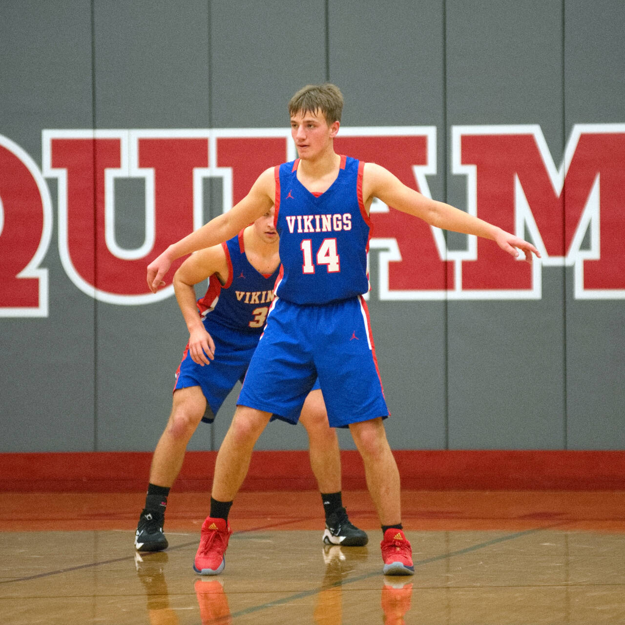 DAILY WORLD FILE PHOTO Derek Fluke (14) scored 21 points and grabbed 12 rebounds to lead Willapa Valley to an 81-32 victory over Winlock at the MLK Classic on Monday at Lower Columbia College in Longview.