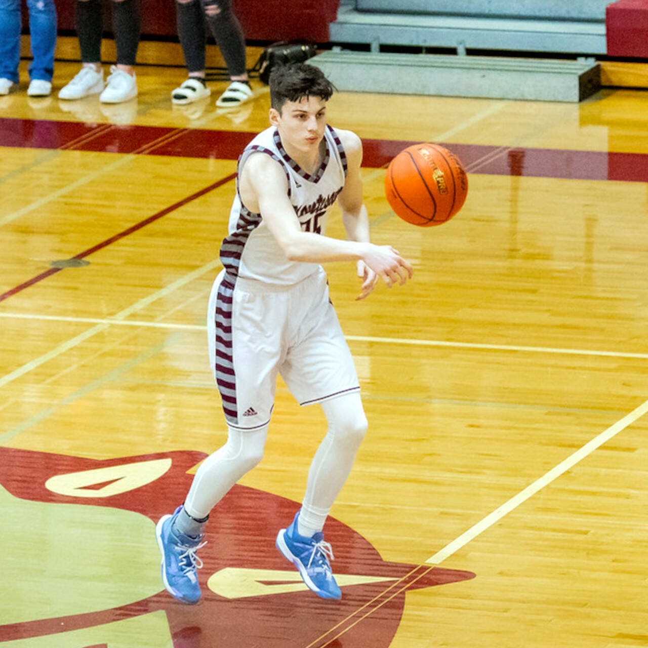 PHOTO BY SHAWN DONNELLY Montesano senior Caydon Lovell, seen here in a file photo, scored 20 points to lead the Bulldogs in a 58-52 victory over Hoquiam on Monday in Montesano.