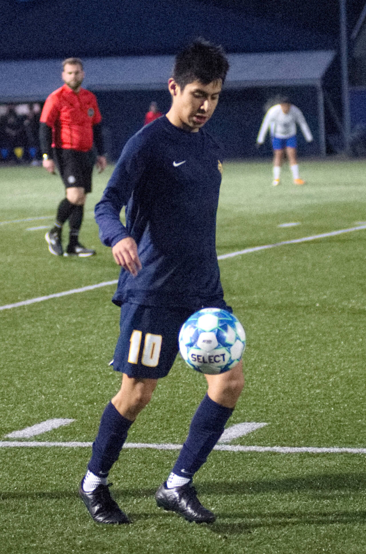 DAILY WORLD FILE PHOTO Aberdeen midfielder Edwin Quintana, seen here in a file photo, played a role in both Bobcats goals in a 2-1 win over WF West on Thursday in Chehalis.