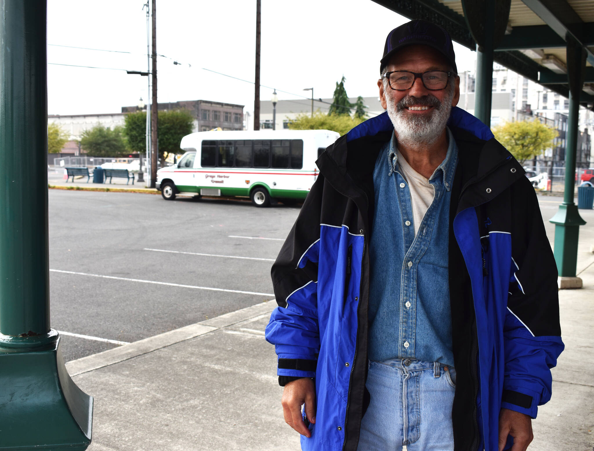 People who ride the buses that Grays Harbor Transportation Authority provides will be able to ride for free through the end of 2023. Eric Wood, of Westport, was in a cheery mood Thursday morning, Oct. 6, when he spoke to The Daily World about why he likes riding the buses in Grays Harbor. (Matthew N. Wells | The Daily World)