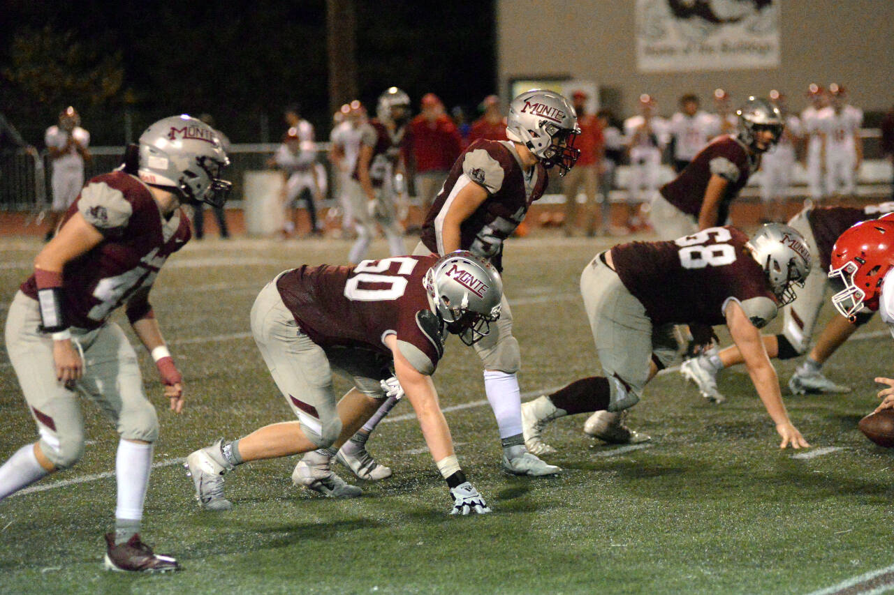 DAILY WORLD FILE PHOTO 
The Montesano defense held then No. 1 Eatonville scoreless in the second half to lead the Bulldogs to a 42-21 victory last week. Fourth-ranked Montesano will face off against Hoquiam in a 1A Evergreen League matchup at 7 p.m. Friday at Olympic Stadium.