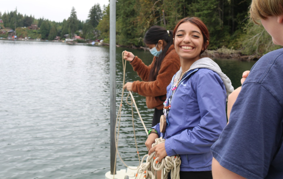 Students collect water samples and conduct various water quality tests at Lost Lake.