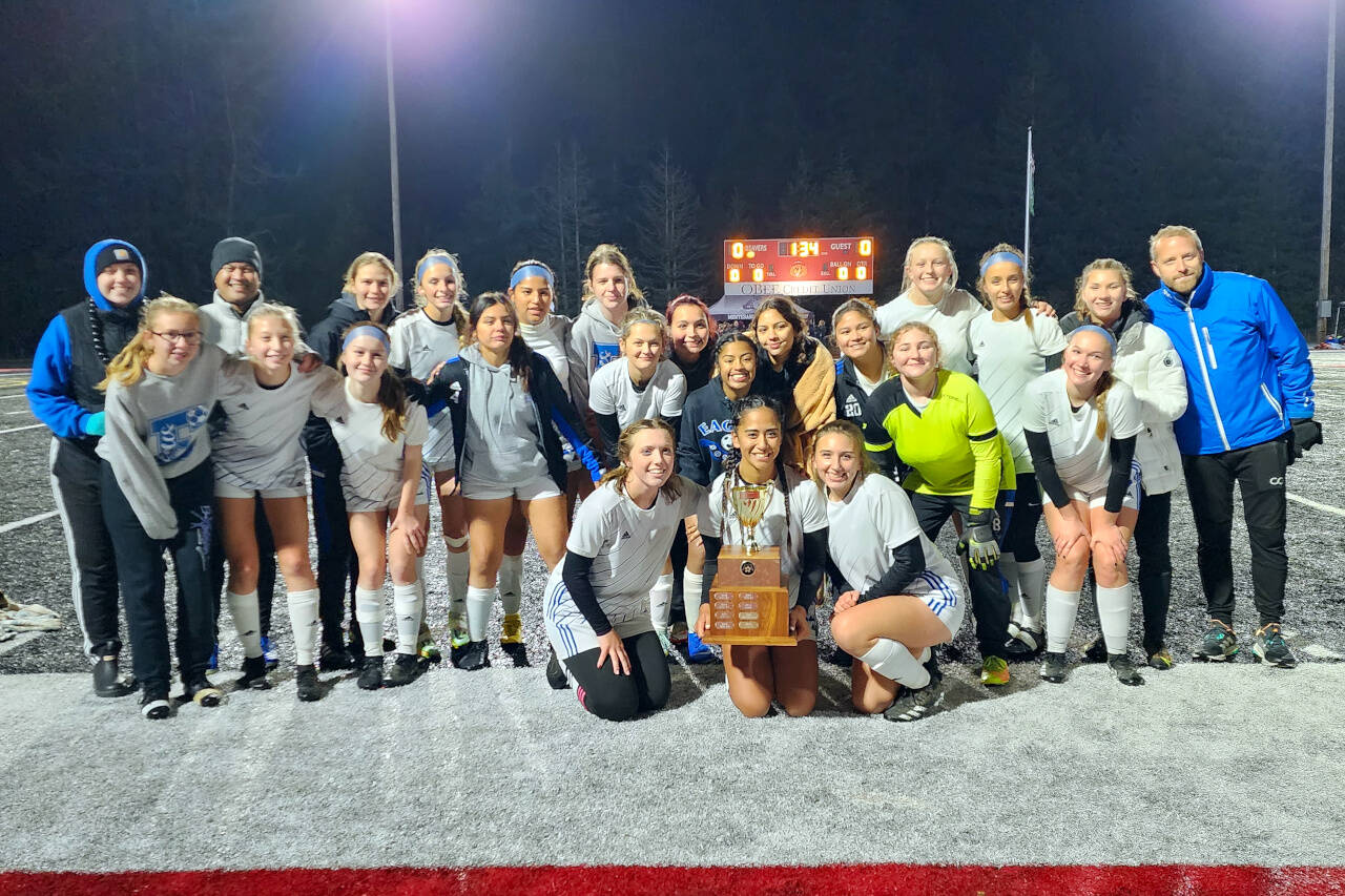 RYAN SPARKS / THE DAILY WORLD 
The Elma Eagles girls soccer team defeated Montesano 1-0 (5-4 on penalty kicks) to win the 1A District 4 Championship on Saturday, Nov. 5, at Tenino High School. It was the first district title for the program since 1998.