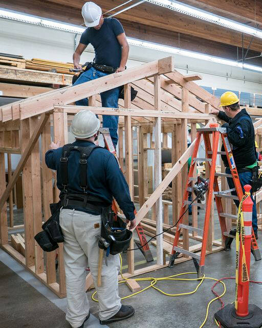 Grays Harbor College 
Grays Harbor College is offering a free, five-credit class for winter quarter. Pictures are students at the college learning carpentry skills.