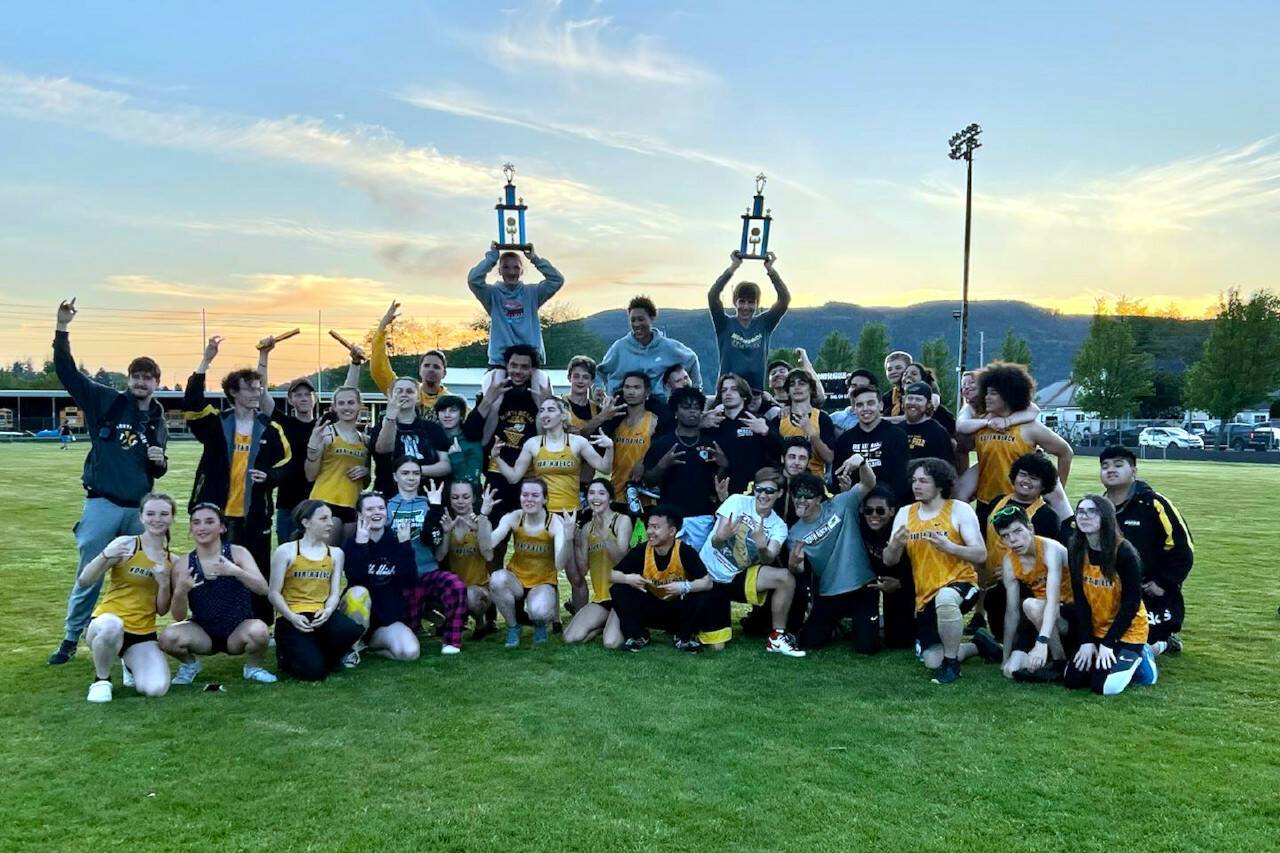 SUBMITTED PHOTO 
The North Beach Hyaks boys and girls track and field teams won team championships at the 2B Pacific League Championships on Friday at Raymond High School.