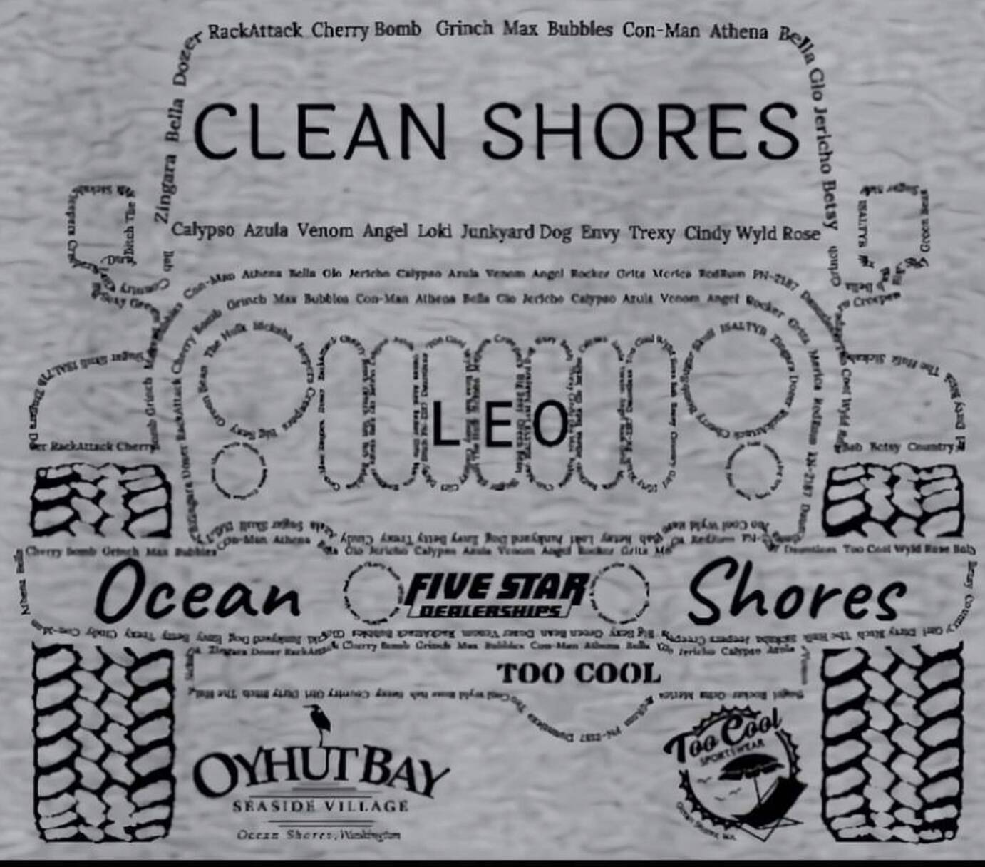 This year’s Clean Shores event logo features Jeep names of those who participated last year. (Courtesy photo / Nicole Koch)