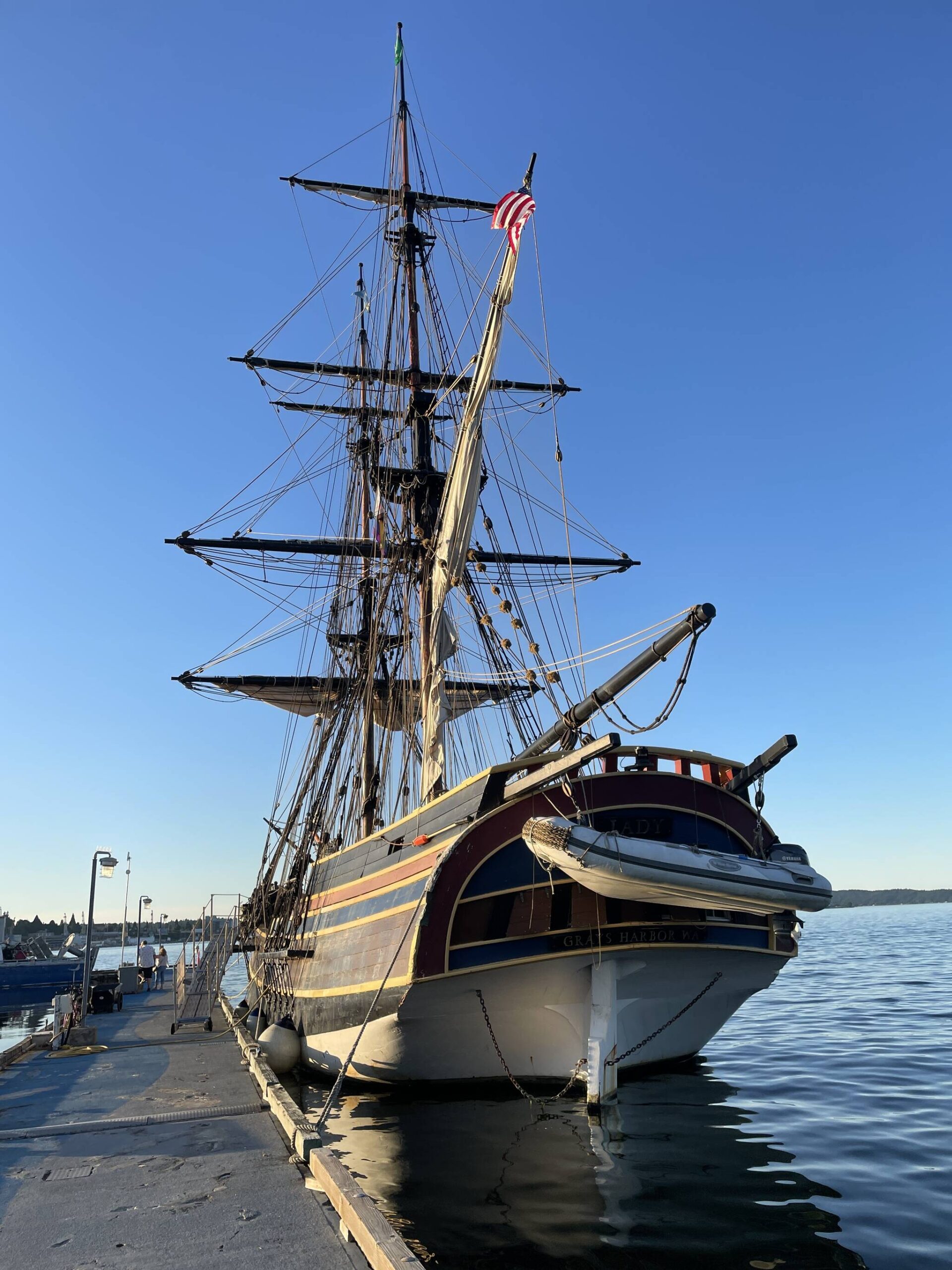 The Lady Washington sits tied alongside the pier in Port Orchard on July 2. (Michael S. Lockett / The Daily World file)