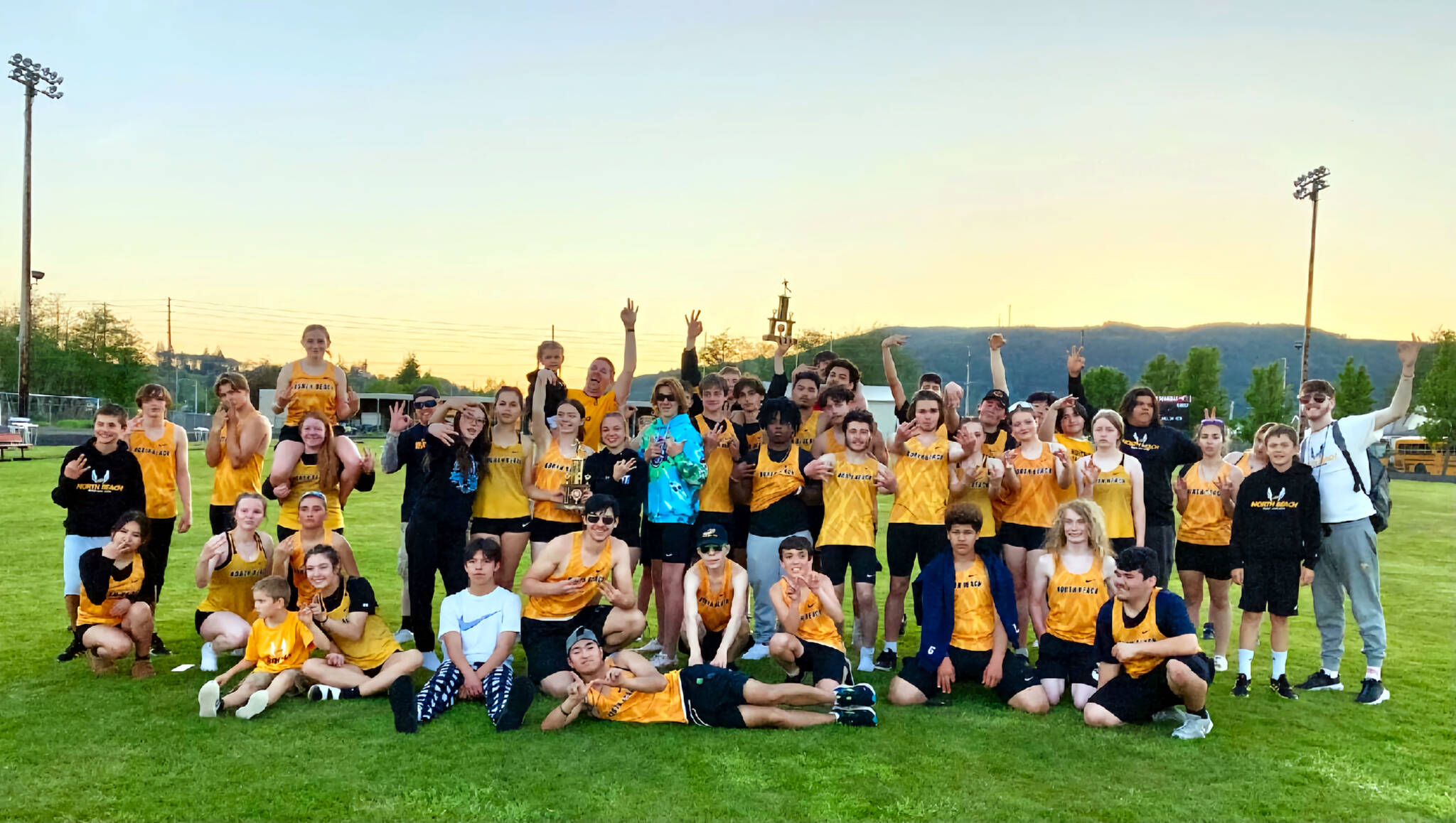 SUBMITTED PHOTO The North Beach Hyaks won both the boys and girls team titles for the third consecutive year at the 2B Pacific League Sub-District Meet on Friday in Raymond.