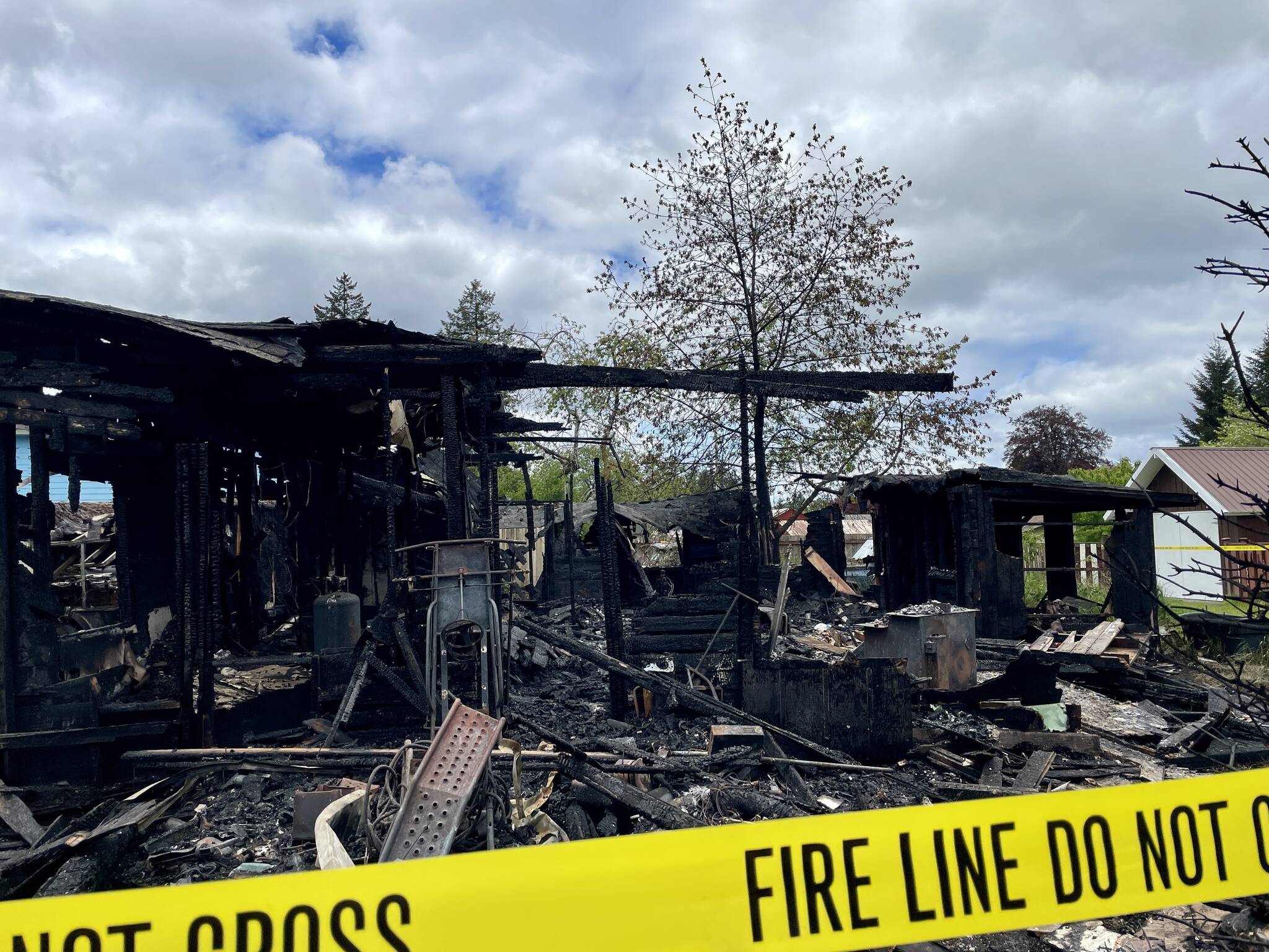 An Oakville house was completely destroyed by fire on Sunday. (MIchael S. Lockett / The Daily World)