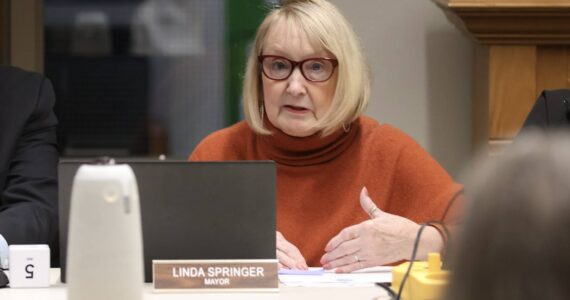 Michael S. Lockett / The Daily World File
Mayor Linda Springer talks during a February city council meeting in Cosmopolis.