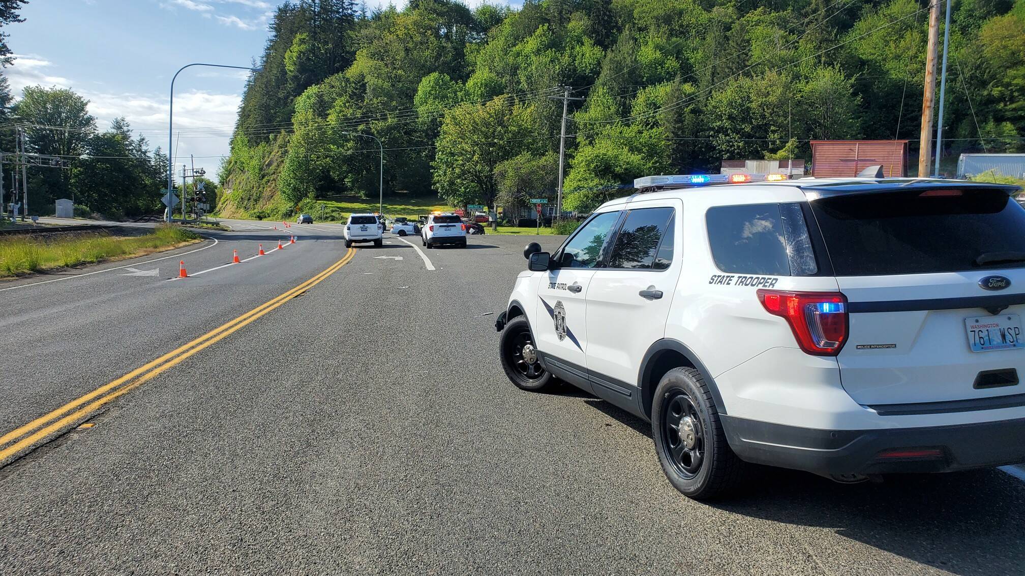 Multiple agencies responded to a crash on State Route 12 on Sunday afternoon after a head-on crash near Porter. (Courtesy photo / WSP)